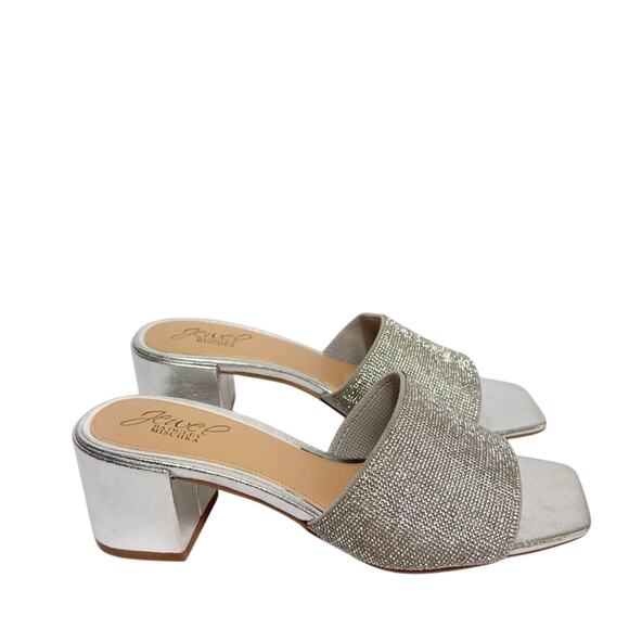 JEWEL BADGLEY MISCHKA HARLYN BLOCK HEELED MULES WITH CRYSTAL VAMP SIZE 7 NEW - Picture 1 of 6